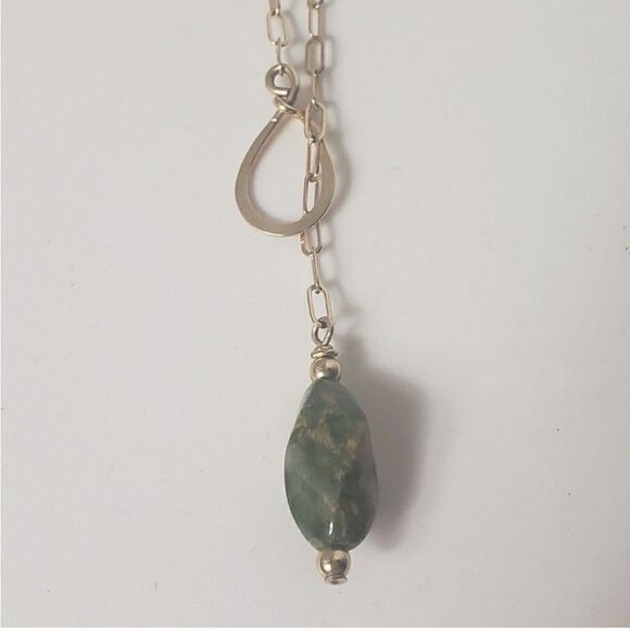ARTISAN MINIMALIST Paperclip Chain w/Tumbled Stone Charm Pendant - Picture 5 of 6